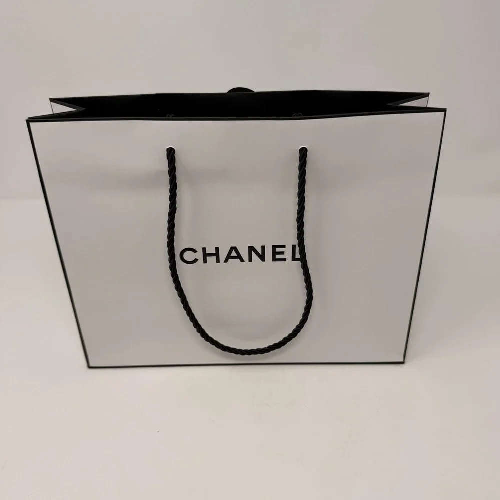 Chanel White Gift Bag Empty Small Camellia Flower Authentic Paper Shopping